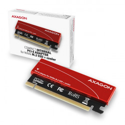 AXAGON PCEM2-S, PCIe x16 - M.2 NVMe M-key slot adaptér, kovový kryt pro pasivní chlazení