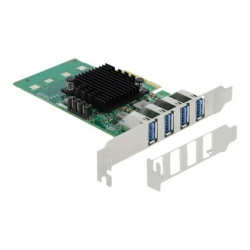 Delock PCI Express x4 Card to 4 x external USB 3.0 Quad Channel - USB adaptér - PCIe 2.0 x4 nízký profil - USB 3.0 x 4