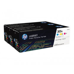 HP 305A - 3-balení - žlutá, azurová, purpurová - originální - LaserJet - kazeta s barvivem (CF370AM) - pro LaserJet Pro 300 M351, 400 M451, MFP M375, MFP M475