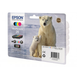 Epson 26 Multipack - 4-balení - černá, žlutá, azurová, purpurová - originální - inkoustová cartridge - pro Expression Premium XP-510, 520, 600, 605, 610, 615, 620, 625, 700, 710, 720, 800, 810, 820