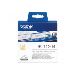 Brother DK-11204 - Černá na bílé - 17 x 54 mm 400 štítky (1 role x 400) víceúčelové štítky - pro Brother QL-1050, 1060, 1110, 500, 550, 560, 570, 580, 600, 650, 700, 710, 720, 820