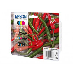 Epson 503 503 XL Multipack - 4-balení - kapacita XL (černá) + Standardní - černá, žlutá, azurová, purpurová - originální - blistr - inkoustová cartridge - pro EPL 5200; RIP Station 5200; WorkForce WF-2960