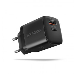 AXAGON ACU-PQ30 Sil nabíječka do sítě 30W, 2x port (USB-A + USB-C), PD3.0 PPS QC4+ AFC Apple, černá