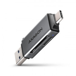 AXAGON CRE-DAC, USB-C + USB-A, 5 Gbps - MINI čtečka karet, 2-slot & lun SD microSD, podpora UHS-I