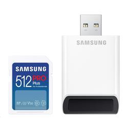 Samsung paměťová karta 512GB PRO Plus micro SDXC CL10 U3 (č z: až 180 až 130MB s) + USB adaptér