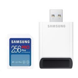 Samsung paměťová karta 256GB PRO Plus SDXC CL10 U3 V30 (č z: až 180 až 130MB s) + USB adaptér