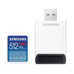 Samsung paměťová karta 512GB PRO Plus SDXC CL10 U3 V30 (č z: až 180 až 130MB s) + USB adaptér