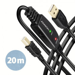 AXAGON ADR-220B, USB 2.0 A-M - B-M aktivní propojovací repeater kabel, 20m