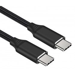 PremiumCord Kabel USB-C M M, 240W 480Mbps černý bavlněný oplet, 0,5m