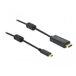 Delock - Kabel video audio - USB-C s piny (male) do HDMI s piny (male) - 5 m - černá - podporuje 4K, aktivní