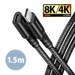 AXAGON BUCM32-CF15AB prodlužovací kabel USB-C (M) - USB-C (F), 1.5m, USB 20Gbps, PD 240W ALU oplet