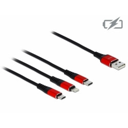 Delock Nabíjecí kabel USB 3 v 1 pro Lightning™ Micro USB USB Type-C™, 30 cm