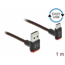 Delock Kabel EASY-USB 2.0 Typ-A samec na USB Type-C™ samec pravoúhlý nahoru dolů 1 m černý