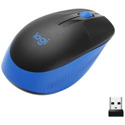 Logitech M190 myš, Bezdrátová USB, Optická, 1000 dpi, Černá-modrá ( 910-005907 )