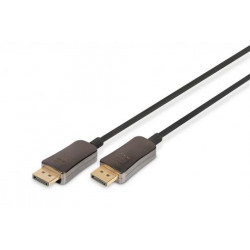 Digitus DisplayPort AOC hybridní připojovací kabel M M, 20m, UHD 8K@60Hz, CE, zlato, bl