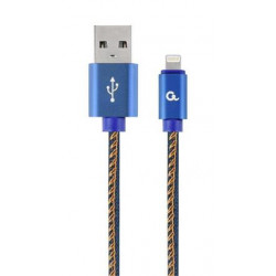 Gembird kábel nabíjací Lightning 8-pin (M) na USB 2.0 (M), prémiový, opletený, metal konektory, 2 m, džínsovina