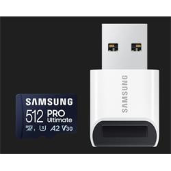 Samsung paměťová karta 512GB PRO Ultimate CL10 Micro SDXC Grade 3 (č z: až 200 130MBs) + USB Adaptér