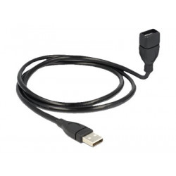 Delock ShapeCable - Prodlužovací šňůra USB - USB (F) do USB (M) - 1 m - černá