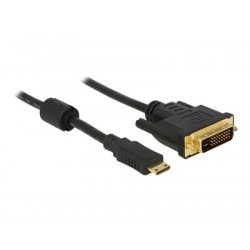 Delock - Kabel adaptéru - dva spoje - mini HDMI s piny (male) do DVI-D s piny (male) - 1 m - černá