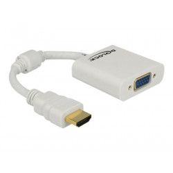 Delock Adapter HDMI-A male  VGA female - Video adaptér - HDMI s piny (male) do HD-15 (VGA) se zdířkami (female) - bílá