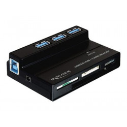 Delock USB 3.0 Card Reader All in 1 + 3 Port USB 3.0 Hub - Čtečka karet - all-in-1 (víceformátový) - USB 3.0