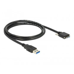 Delock - Kabel USB - Micro-USB typu B (M) do USB typ A (M) - USB 3.0 - 1 m - křídlové šrouby - černá