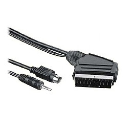 PremiumCord Kabel S-video+ 3,5mm stereojack na SCART 2m + kondenzátor