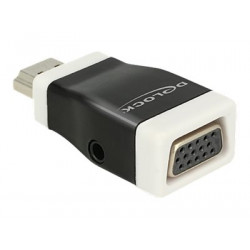 Delock - Video audio adaptér - HDMI s piny (male) do HD-15 (VGA), stereo mini jack se zdířkami (female) - černá, bílá