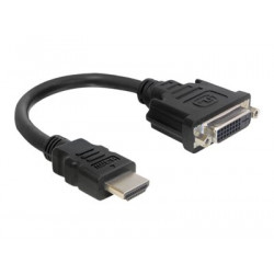 Delock - Kabel adaptéru - HDMI s piny (male) do DVI-I se zdířkami (female) - 20 cm - černá - podpora 1920 x 1080 při 60 Hz