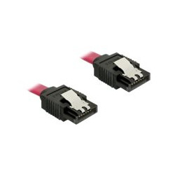 Delock Cable SATA - Kabel SATA - Serial ATA 150 300 600 - SATA (F) do SATA (F) - 1 m - opatřený západkou, přímý konektor - červená - pro P N: 89270, 89271