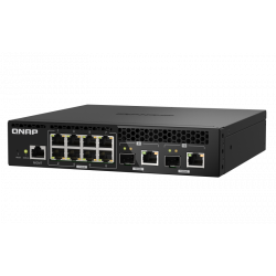 QNAP řízený switch QSW-M2108R-2C (8x 2,5GbE RJ45 a 2x kombo 10GbE SFP+ RJ-45, malá šířka)