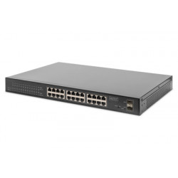 DIGITUS Přepínač Gigabit Ethernet PoE, 24portový PoE + 2 SFP, 380W PoE rozpočet