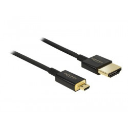 Delock Slim Premium - Kabel HDMI s ethernetem - mikro HDMI s piny (male) do HDMI s piny (male) - 1 m - trojnásobně stíněný - černá - podporuje 4K