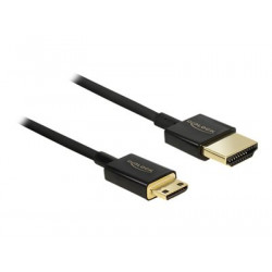 Delock Slim Premium - Kabel HDMI s ethernetem - mikro HDMI s piny (male) do HDMI s piny (male) - 1 m - trojnásobně stíněný - černá - podporuje 4K