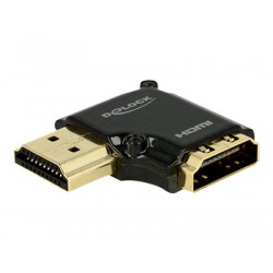 Delock - HDMI adaptér - HDMI se zdířkami (female) do HDMI s piny (male) - černá - levý úhlový konektor, podporuje 4K