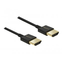 Delock Slim Premium - Kabel HDMI s ethernetem - HDMI s piny (male) do HDMI s piny (male) - 1 m - trojnásobně stíněný - černá - podporuje 4K