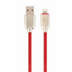 Gembird nabíjecí kabel Lightning 8-pin (M) na USB 2.0 (M), prémiový, gumovo - opletený, 2 m, červený