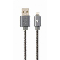 Gembird kábel nabíjací Lightning 8-pin (M) na USB 2.0 (M), prémiový, metalicky opletený, 1 m, šedý