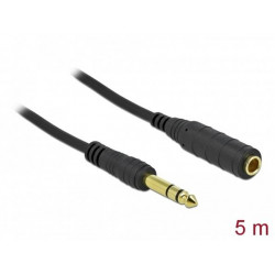 Delock Stereo Jack prodlužovací kabel 6,35 mm 3 pin samec na samici 5 m černý