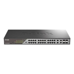 D-Link DSS 200G-28MP - Přepínač - řízený - 24 x 10 100 1000 (PoE) + 4 x kombinované 1000Base-T - Lze montovat do rozvaděče - PoE (370 W)