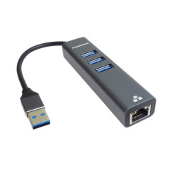 PremiumCord adaptér USB3.0 - LAN RJ45 ETHERNET 10 100 1000 MBIT + 3x USB3.0 port