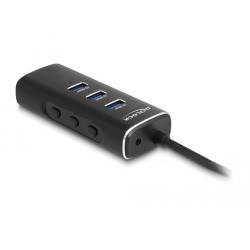 Delock 3 portový rozbočovač USB 10 Gbps obsahující čtečku karet SD a Micro SD s konektorem USB Type-C™