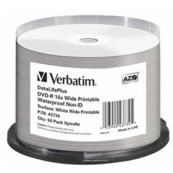 VERBATIM DVD-R DataLifePlus 4.7GB, 16x, printable, waterproof, spindle 50 ks