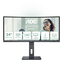 AOC CU34P3CV LCD VA/PVA/MVA 34" 3440 x 1440 4ms 300nitů 3000:1 100Hz  Repro  USB-C  Černá 