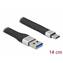 Delock USB 3.2 Gen 2, FPC plochý stuhový kabel, USB Typ-A na USB Type-C™, 14 cm, PD 3 A