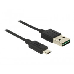 Delock EASY-USB - Kabel USB - Micro USB typ B (M) do USB (M) - USB 2.0 - 1 m - reverzibilní konektor A, reverzibilní mikro konektor B - černá