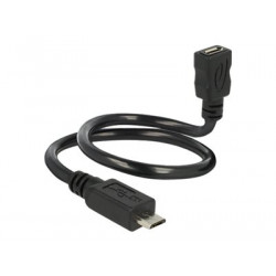 Delock OTG ShapeCable - Prodlužovací šňůra USB - Micro USB typ B (F) do Micro USB typ B (M) - USB 2.0 OTG - 35 cm - černá