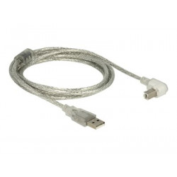 Delock - Kabel USB - USB (M) do USB typ B (M) - USB 2.0 - 2 m - konektor 90° - průhledná