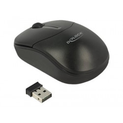 Delock - Myš - pravák a levák - optický - 3 tlačítka - bezdrátový - 2.4 GHz - bezdrátový přijímač USB - černá - maloobchod