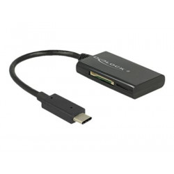 Delock USB 3.1 Gen 1 Card Reader USB Type-C male 4 Slots - Čtečka karet - all-in-1 (MMC, SD, miniSD, RS-MMC, TransFlash, MMCmobile, microSD, MMCmicro, SDHC, miniSDHC, microSDHC, SXC, microSDXC, SDHC UHS-I, microSDHC UHS-I) - USB-C